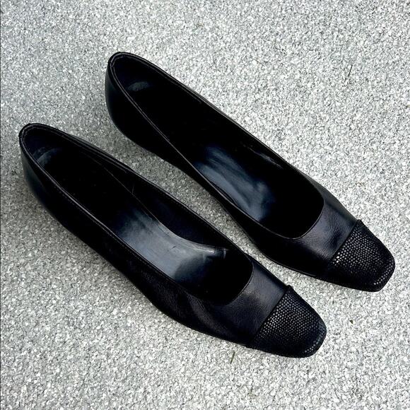 Vaneli Cap-Toe Black Kitten Heels - Picture 1 of 6